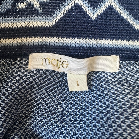 Maje Jules Aztec-jacquard Skirt In Blue Sz 1 ( small) - Picture 6 of 11